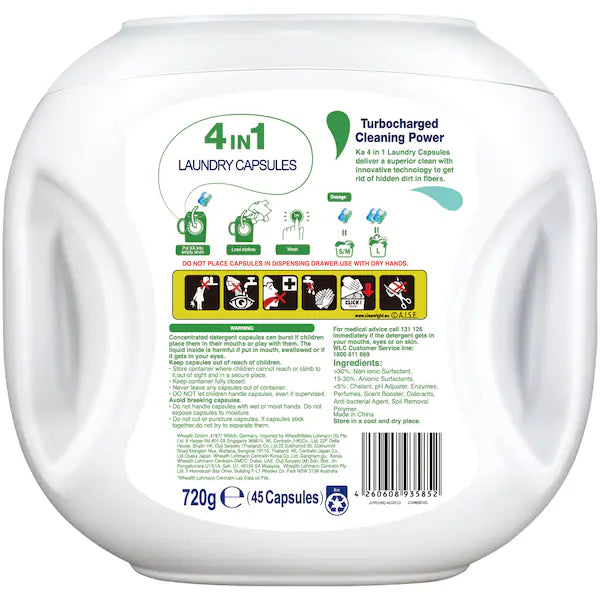 Ka Pod 4 In 1 Antibacterial Laundry Capsules 45 Pack