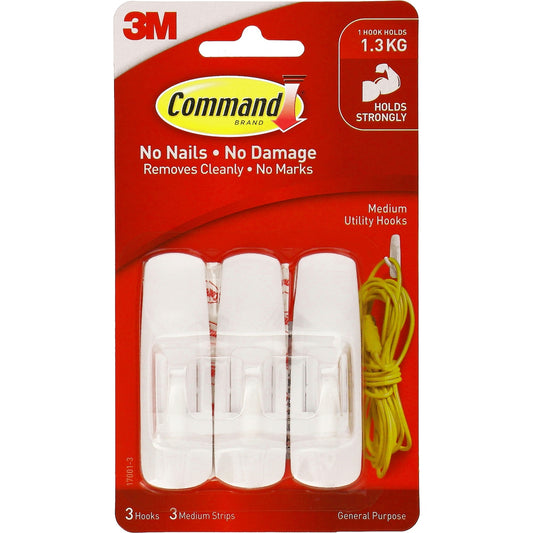 3m Command Medium Utility Hooks 3 Pack