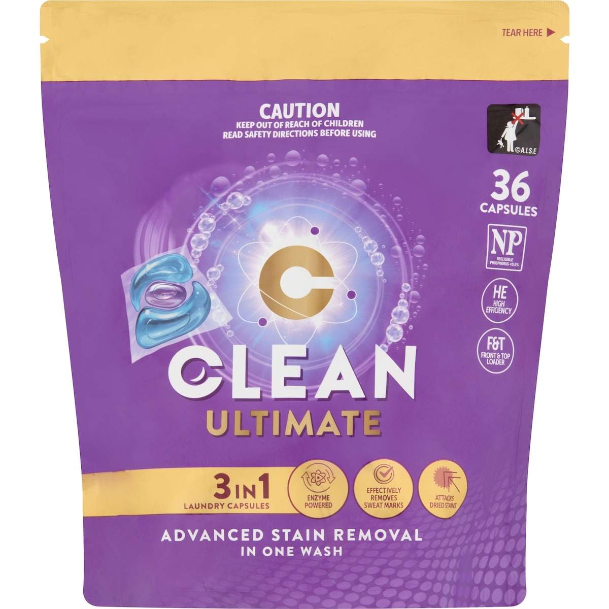 Clean Ultimate 3 In 1 Laundry Capsules 36 Pack