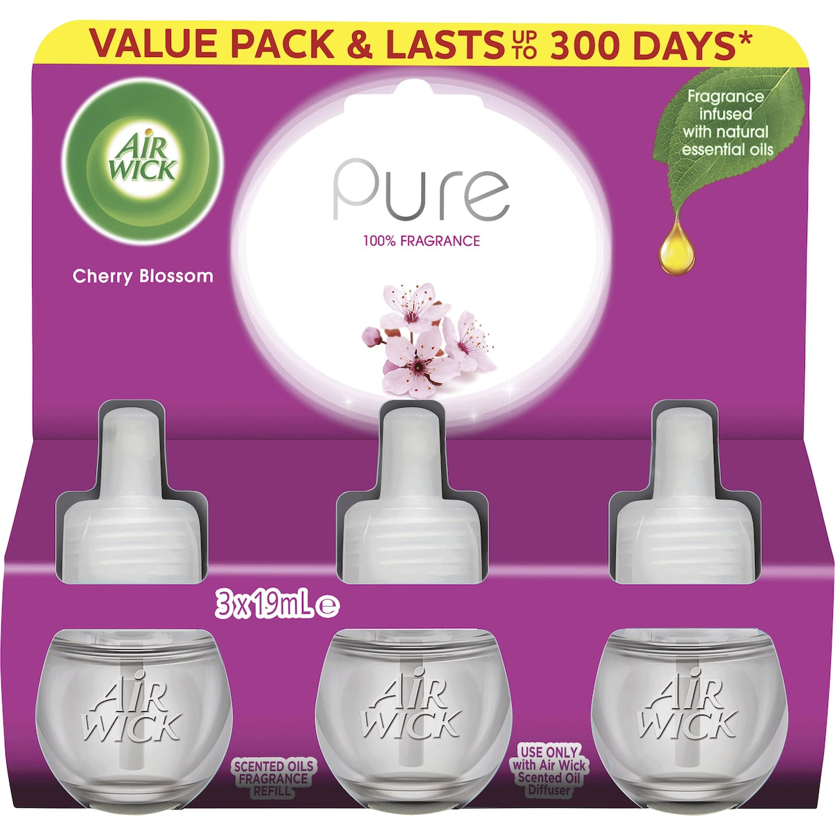 Air Wick Pure Cherry Blossom Plug-in Diffuser Refill 19ml X 3 Pack