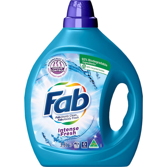 Fab Laundry Liquid Intense Fresh Odour Control 3.6l