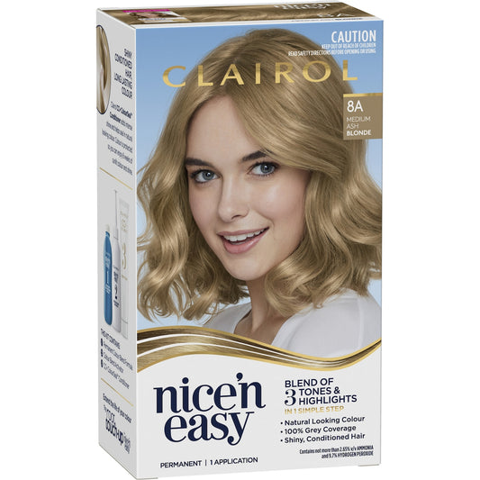 Clairol Nice & Easy Permanent 8a Medium Ash Blonde Hair Colour Each