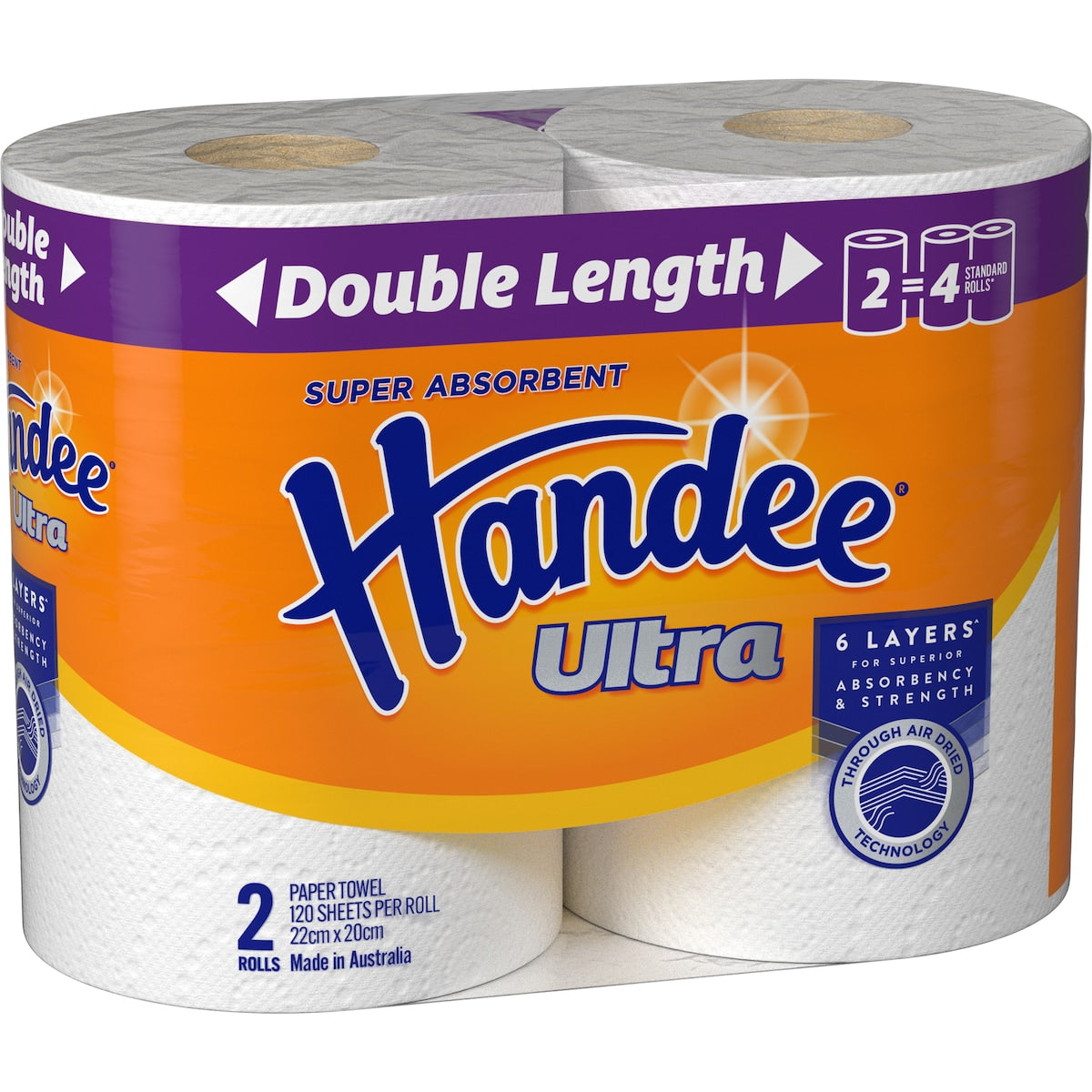 Handee Ultra Paper Towel Double Length White 240 Sheets 2 Pack