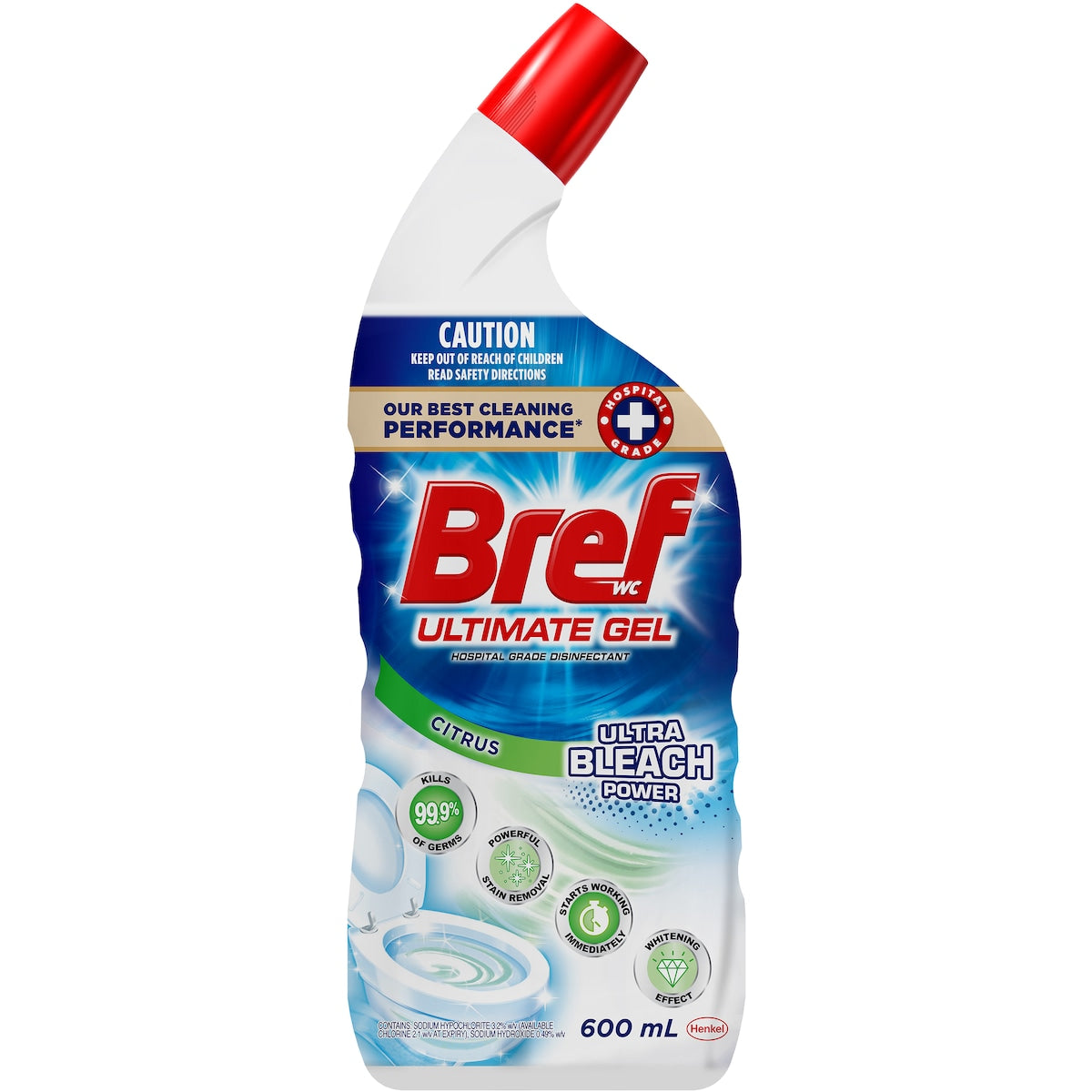 Bref Ultra Bleach Power Citrus Toilet Cleaner Gel 600ml