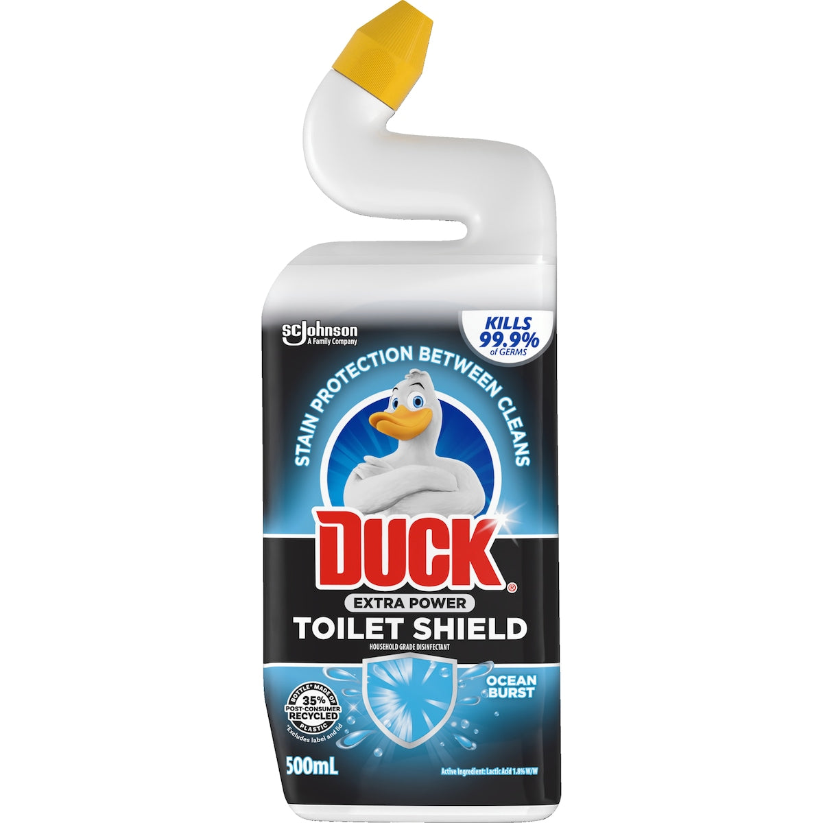 Duck Extra Power Toilet Shield, Gel Toilet Cleaner Ocean Burst 500ml