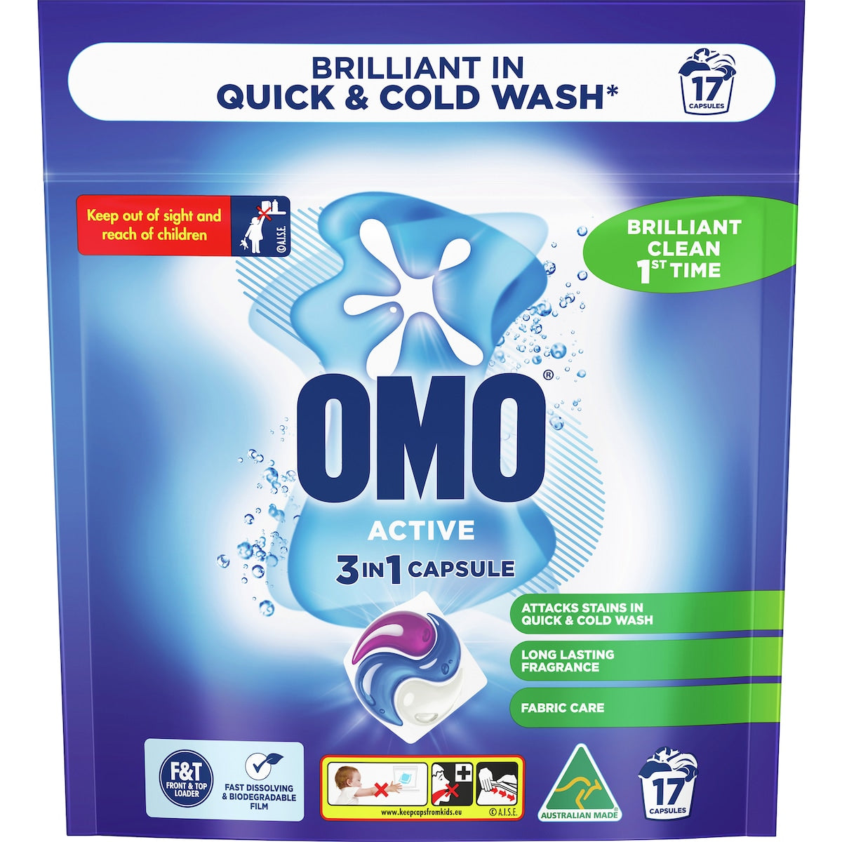 Omo Active 3 In 1 Laundry Capsules 357g