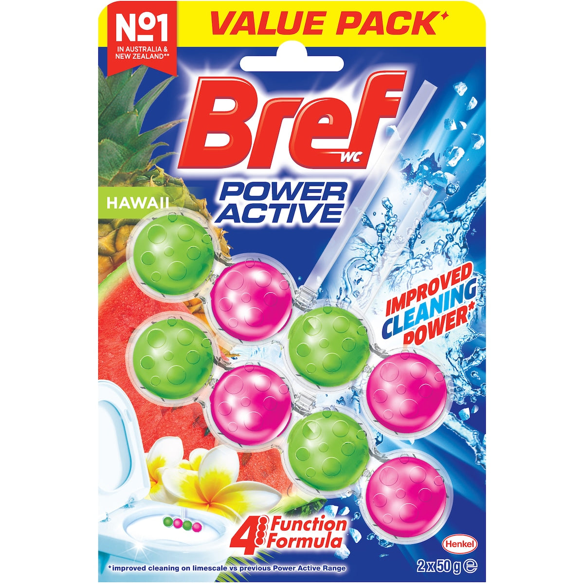 Bref Power Active Hawaii Toilet Cleaner Block 50g X 2 Pack