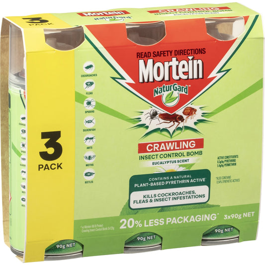 Mortein Naturgard Eucalyptus Crawling Insect Control Bomb 3 Pack