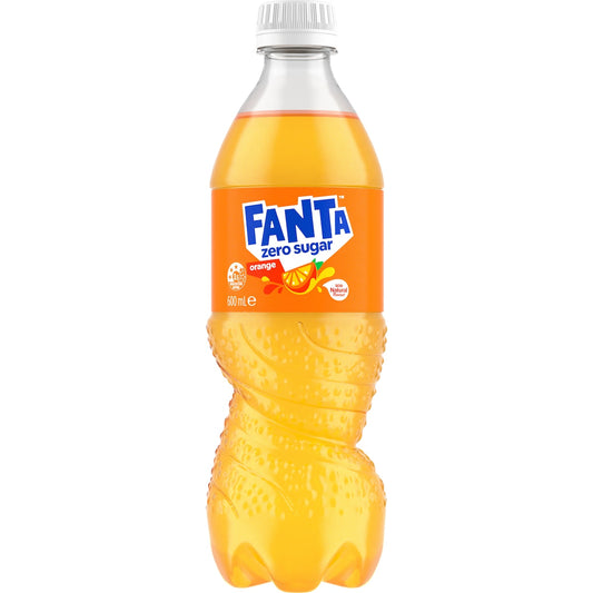 Fanta Orange Zero Sugar Soft Drink Bottles 600ml