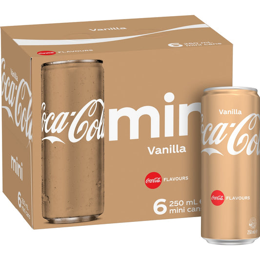 Coca - Cola Vanilla Soft Drink Mini Cans 250ml X 6 Pack