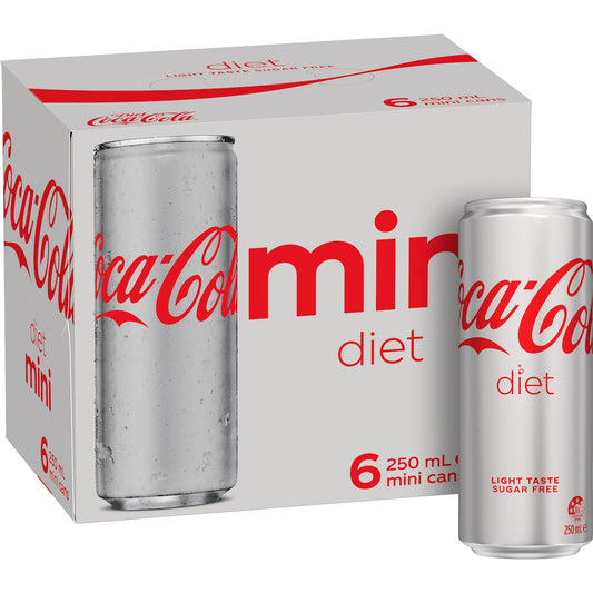 Coca - Cola Diet Soft Drink Mini Cans 250ml X 6 Pack