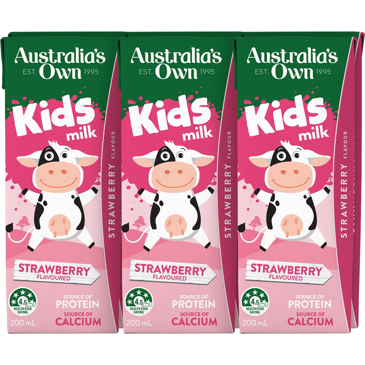 Australia's Own Kid's Milk Strawberry 200ml X 6 Pack