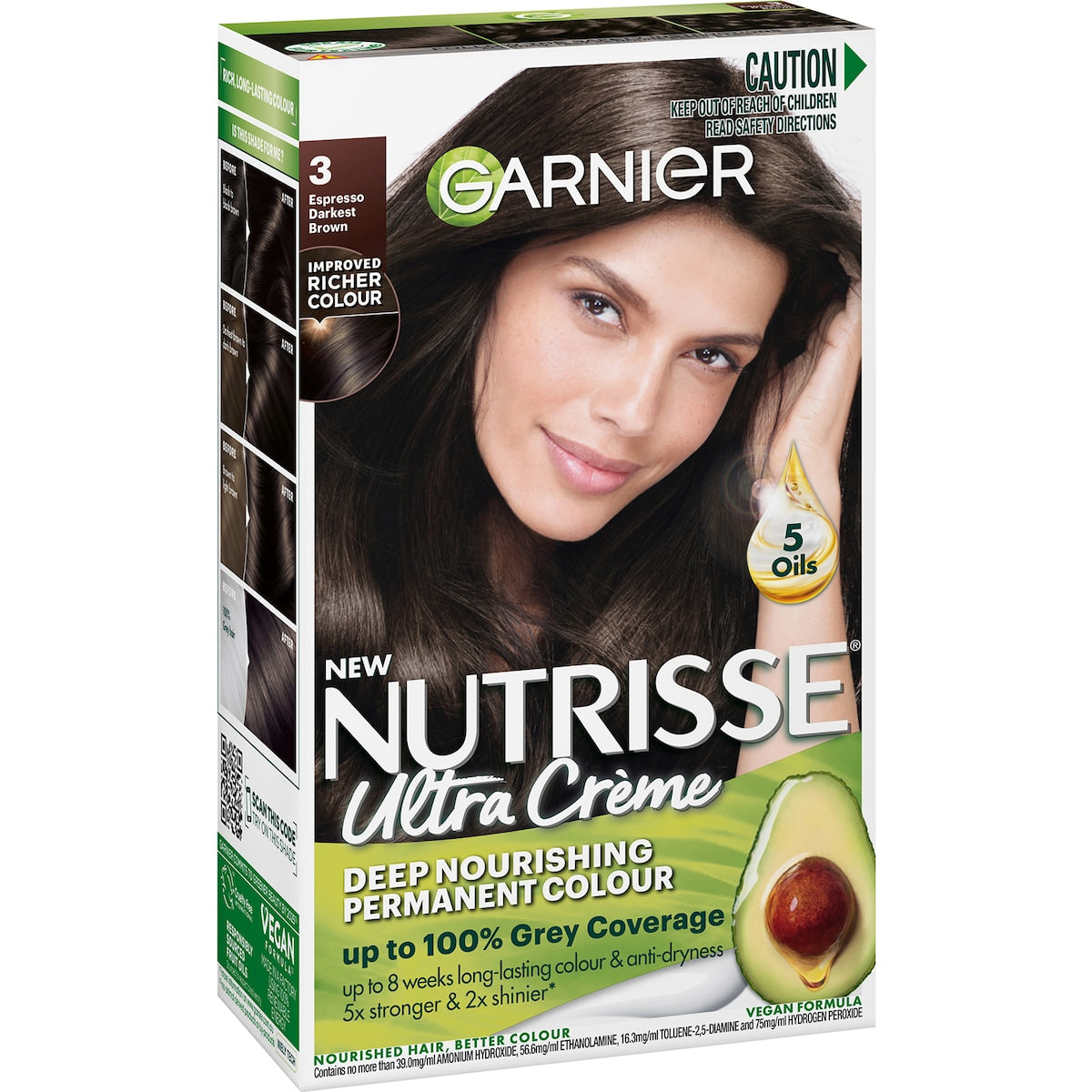 Garnier Nutrisse Hair Colour 3 Espresso Darkest Brown Each