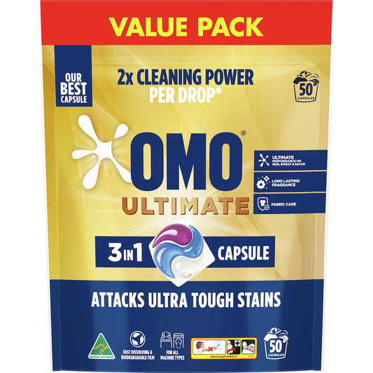 Omo Ultimate Laundry Capsules 3 In 1 50 Pack