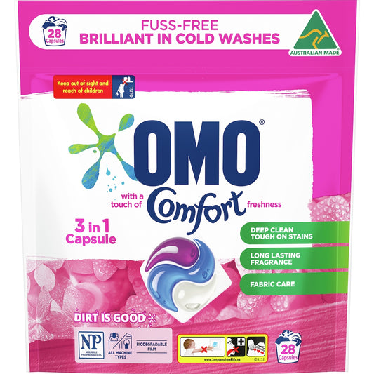 Omo 3 In 1 Laundry Capsules Comfort 28 Pack