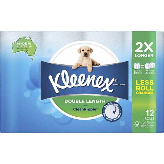 Kleenex Complete Clean Double Length Toilet Paper 12 Pack