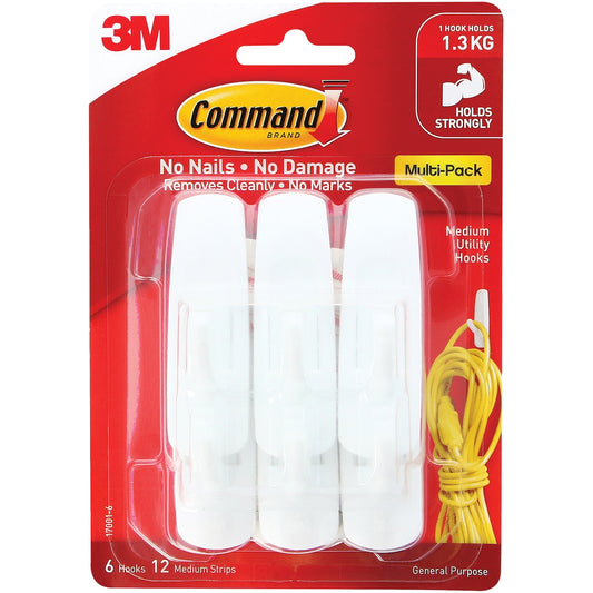 3m Command Medium Hooks Value Pack 6 Pack