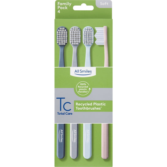 All Smiles Recycled Plastic Toothbrushes Soft 4 Pack