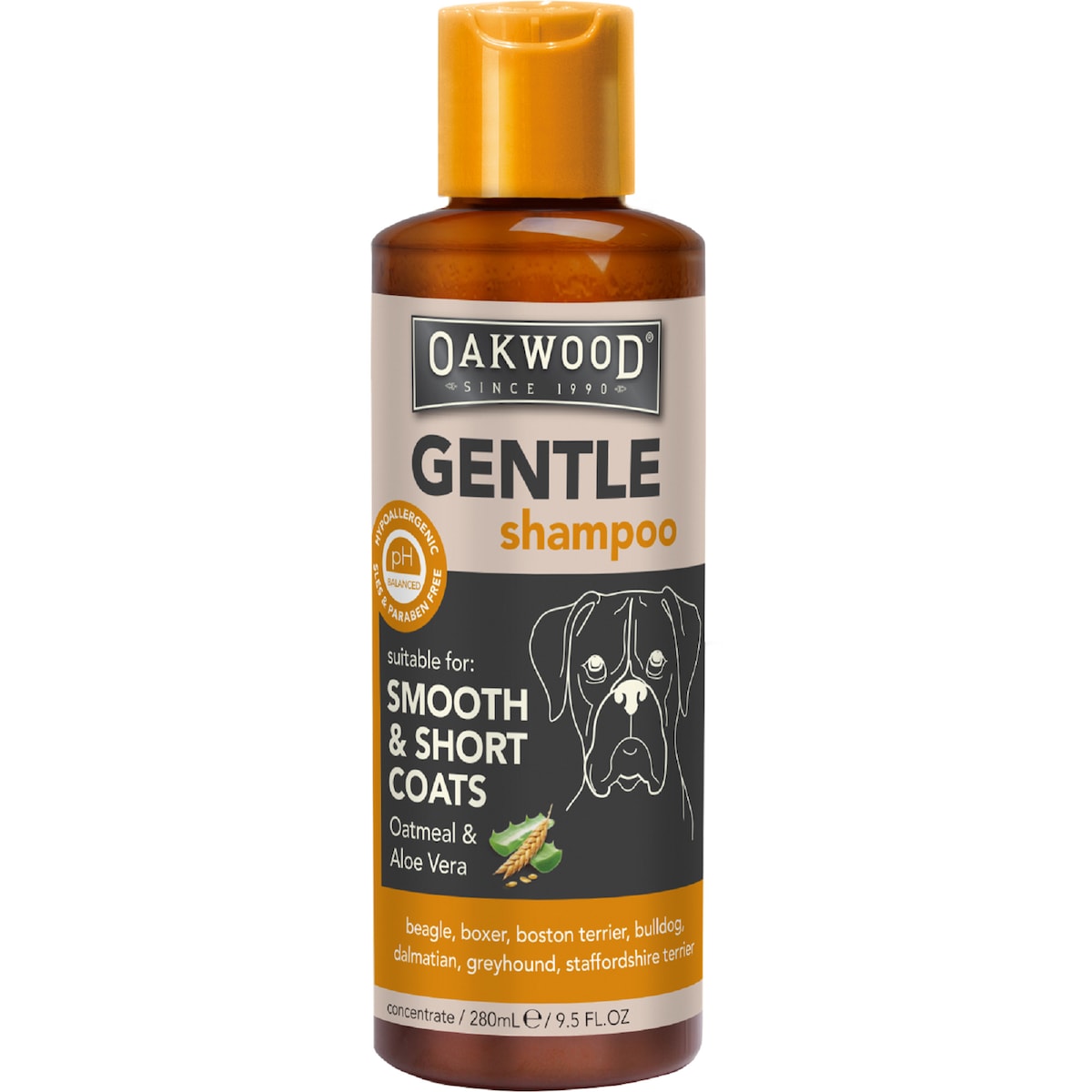 Oakwood Gentle Shampoo For Short Coats With Oatmeal & Aloe Vera 280ml