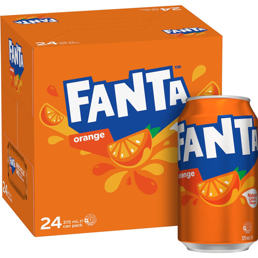 Fanta Orange Soft Drink Cans 375ml X24 Pack