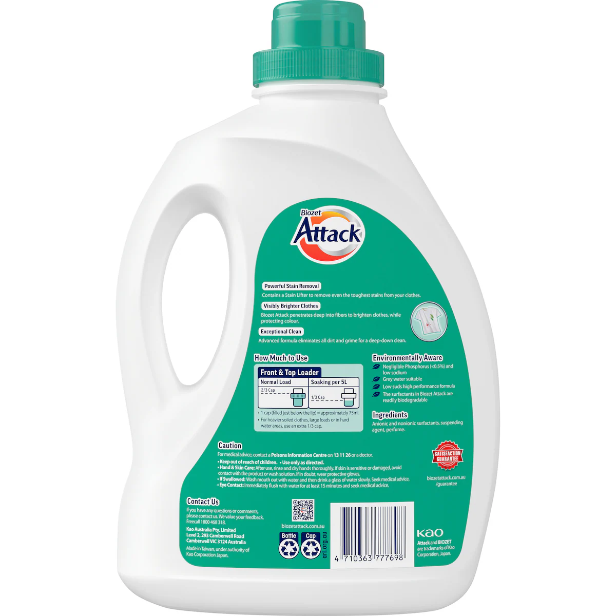 Biozet Attack Front & Top Loader Regular Laundry Liquid 2l