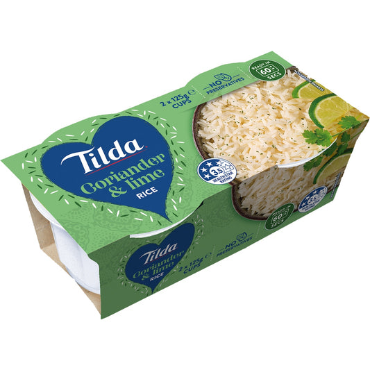 Tilda Microwave Coriander & Lime Rice Cups 125g X 2 Pack