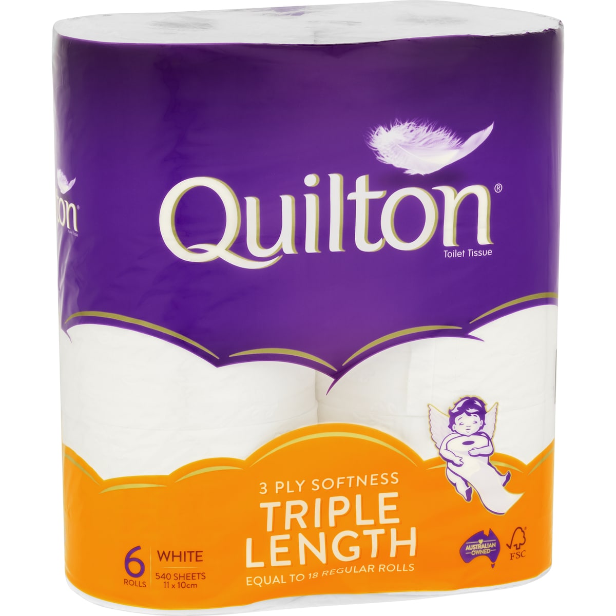 Quilton Toilet Paper Triple Length 3ply 540 Sheets 6 Pack