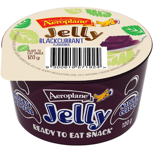 Aeroplane Ready To Eat Jelly Cup Snack Blackcurrant Flavour 120g