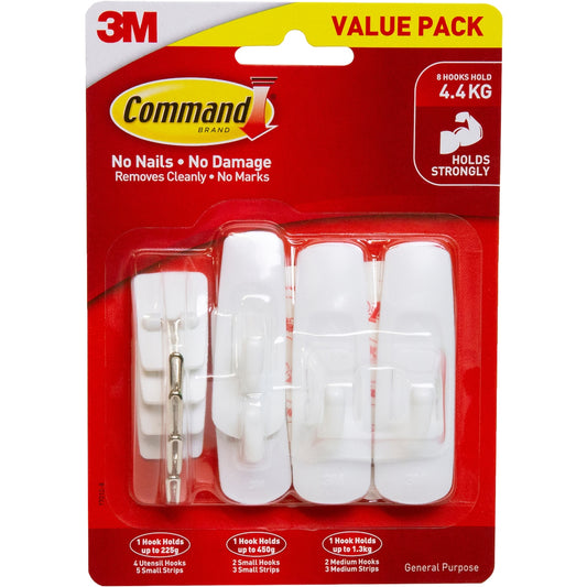 3m Command Mixed Hooks Value 8 Pack