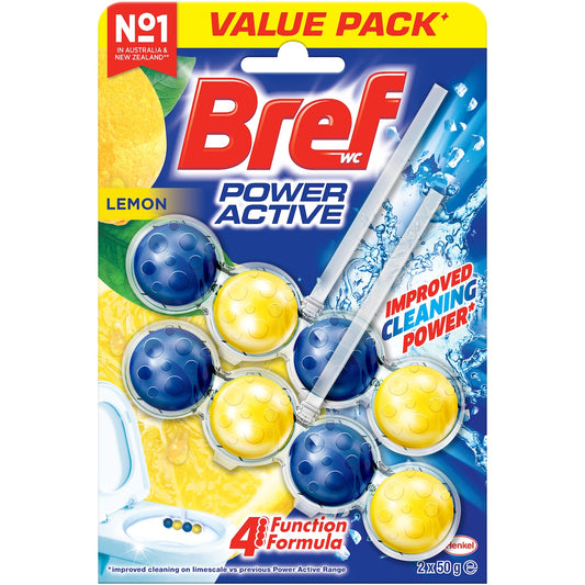 Bref Power Active Lemon Toilet Cleaner Block 50g X 2 Pack