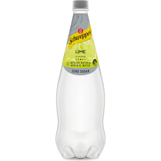 Schweppes Zero Sugar Lime Infused Mineral Water Bottle 1.1l