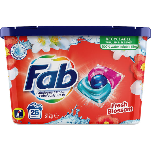 Fab Laundry Capsules Fresh Blossoms 26 Pack