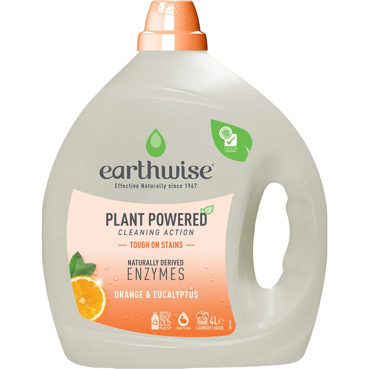 Earthwise Orange & Eucalyptus Laundry Liquid Washing Detergent 4l