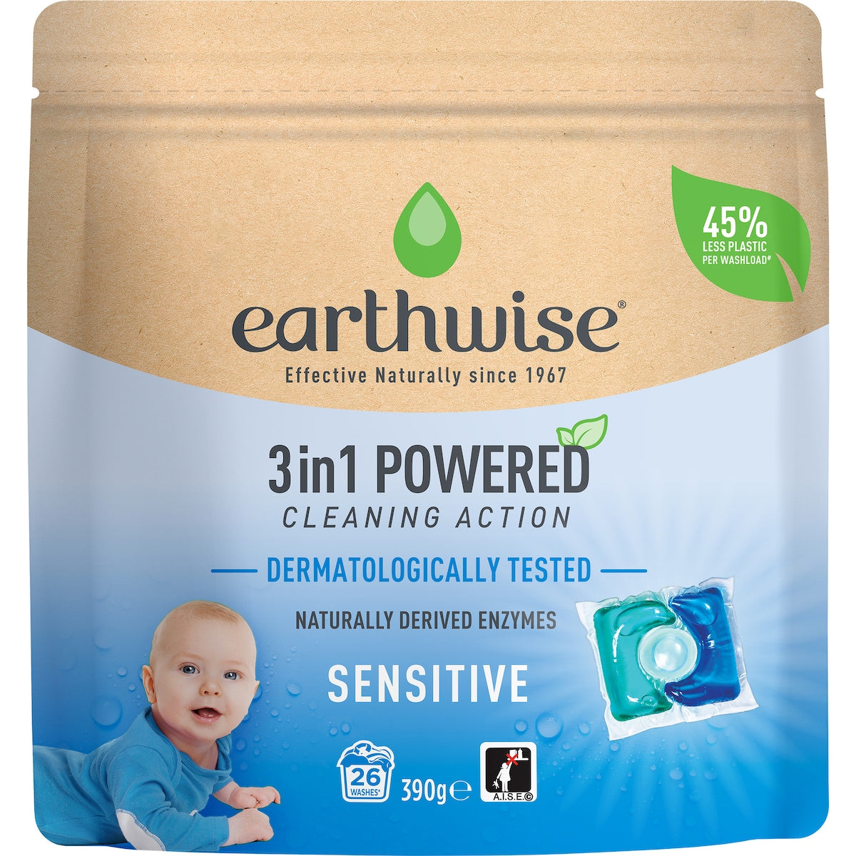 Earthwise Sensitive Clean Laundry Capsules Washing Detergent 26 Pack