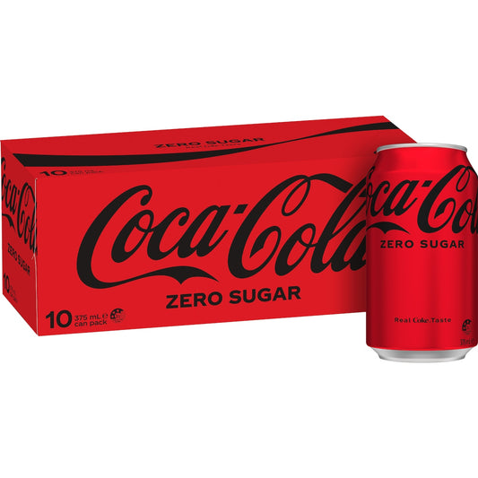 Coca - Cola Zero Sugar Soft Drink Multipack Cans 10 X 375ml