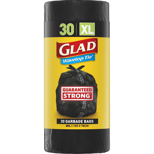 Glad Wavetop Garbage Bag 80 Litres 30 Pack