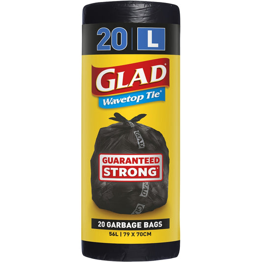 Glad Garbage Bags Wavetop 56l 20 Pack