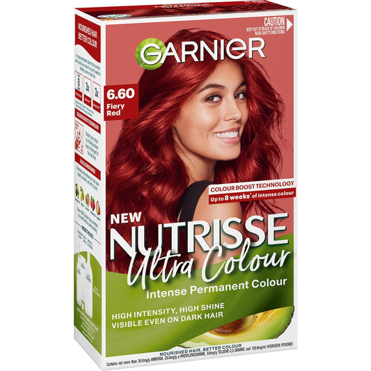 Garnier Nutrisse Hair Colour 6.60 Fiery Red Each