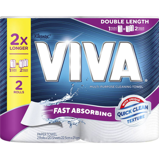 Viva Double Length Paper Towels Double Length 120 Sheets 2 Pack