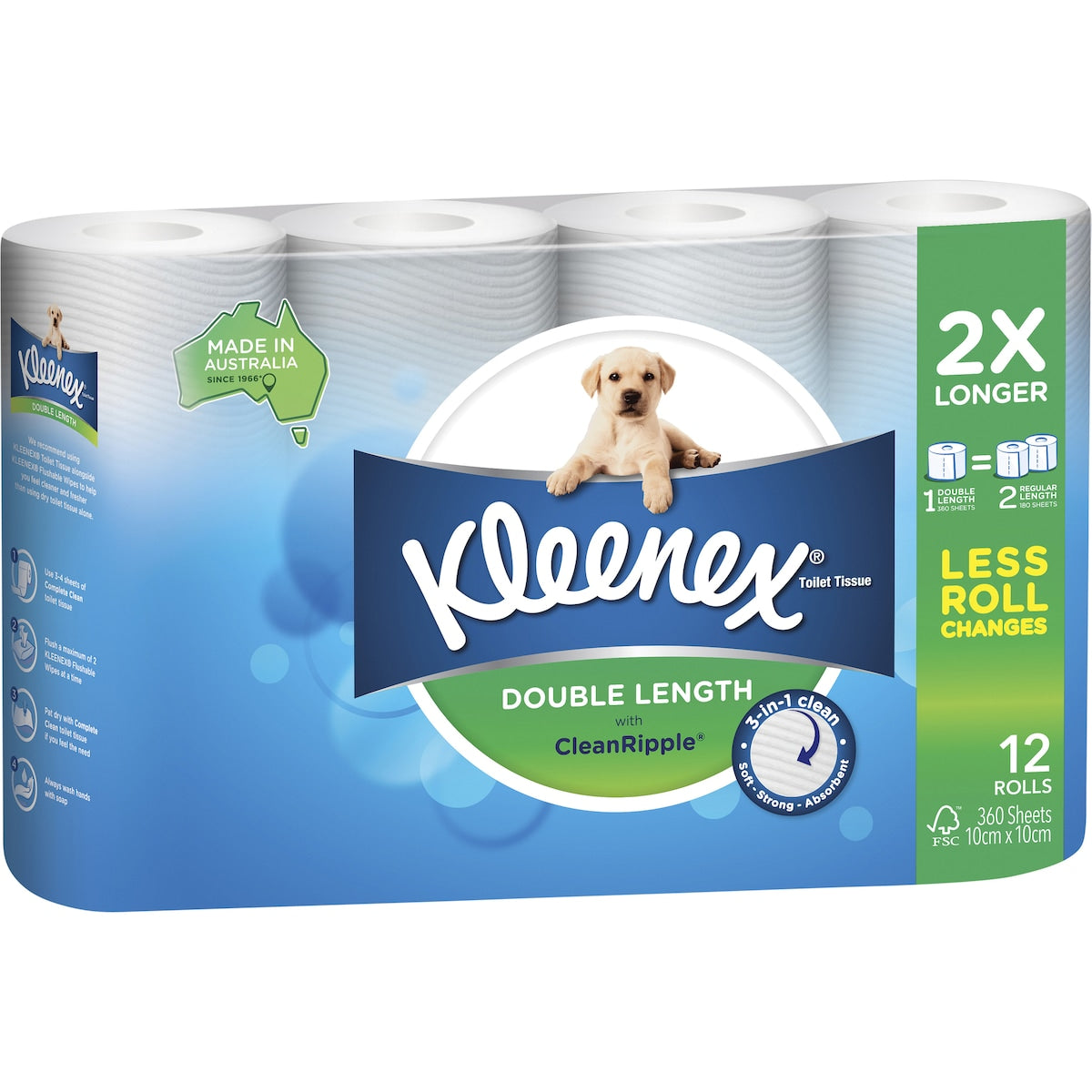 Kleenex Complete Clean Double Length Toilet Paper 12 Pack