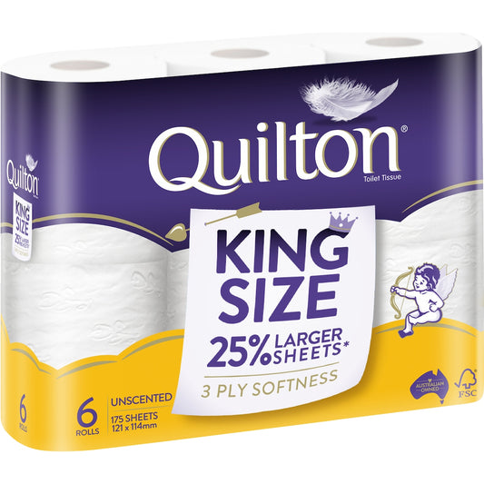 Quilton Toilet Tissue King Size Unscented 6 Pack