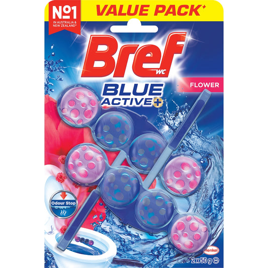 Bref Blue Active Flower Toilet Cleaner Block 50g X 2 Pack