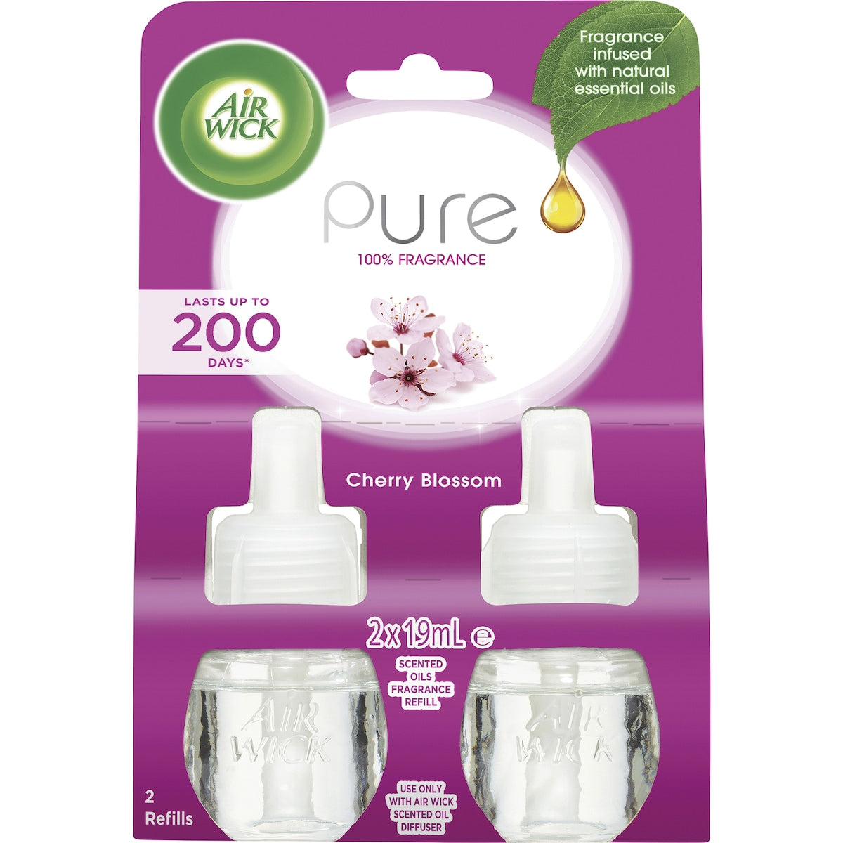 Air Wick Pure Cherry Blossom Plug-in Diffuser Refill 19ml X 2 Pack