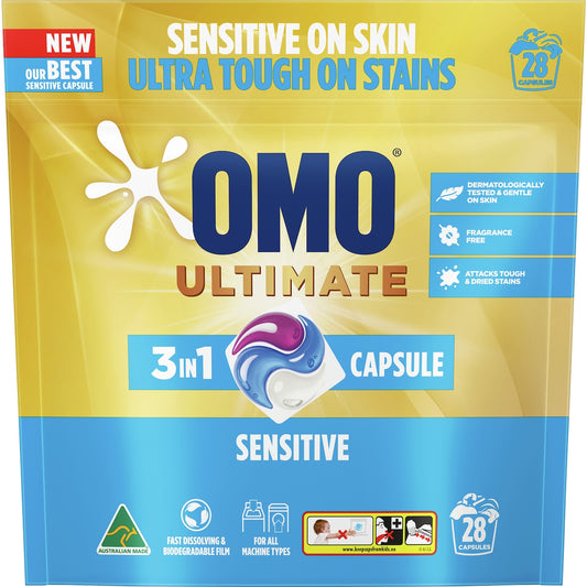 Omo Ultimate 3 In 1 Laundry Detergent Capsules Sensitive 28 Pack