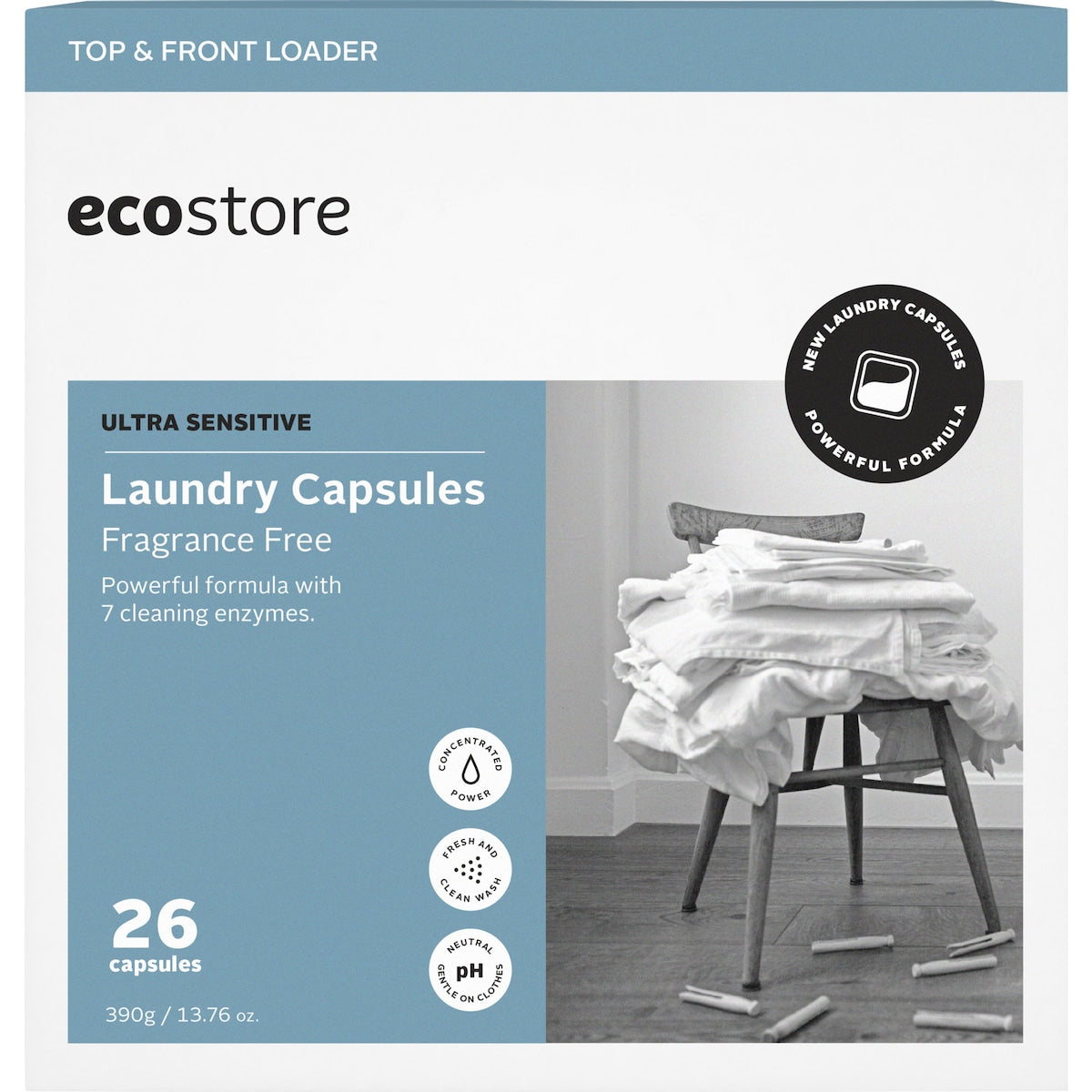 Ecostore Laundry Detergent Capsules Ultra Sensitive Fragrance Free 26 Pack