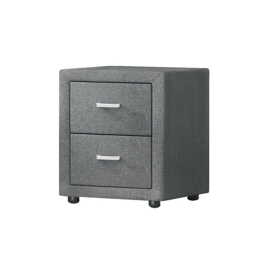 Artiss Bedside Table 2 Drawers Fabric - CADEN Grey