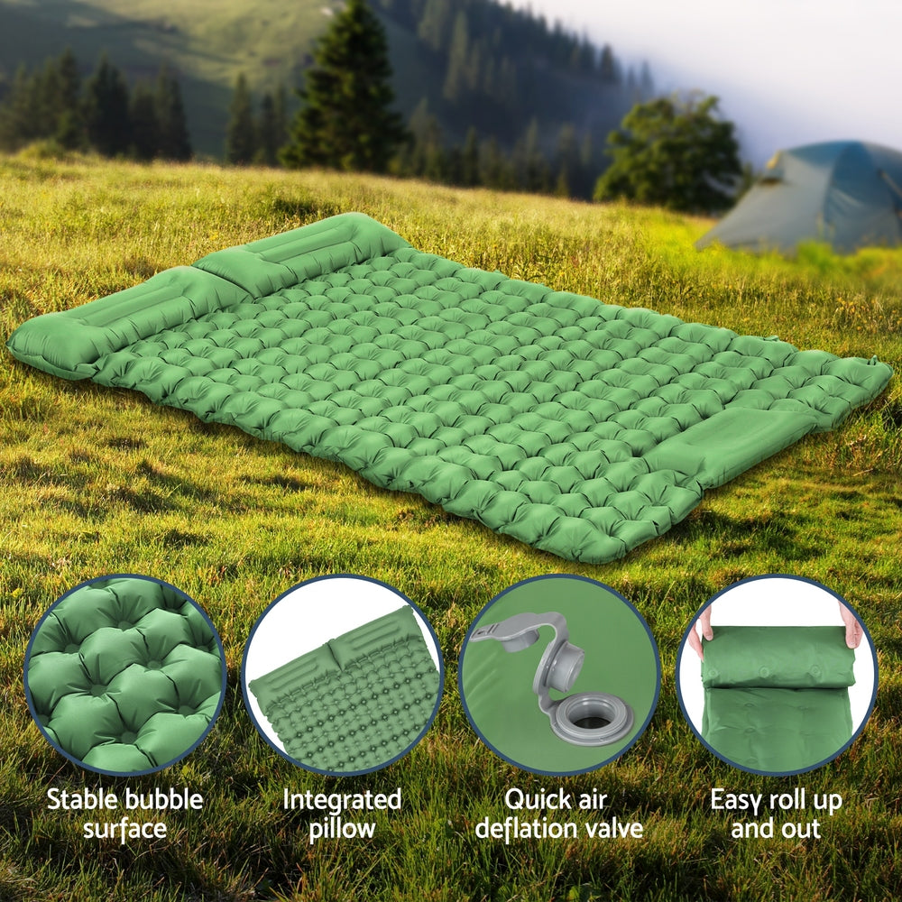 Weisshorn Self Inflating Mattress Camping Sleeping Mat Air Bed Pad Double Pillow