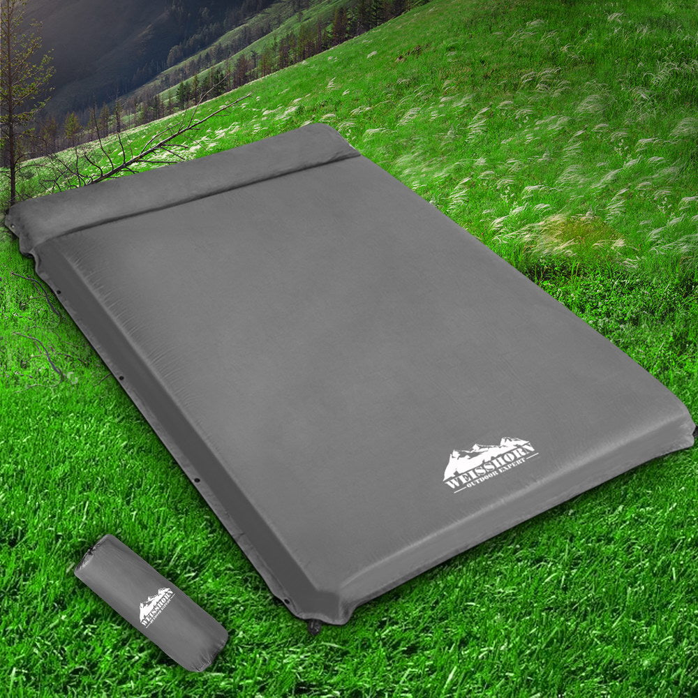 Weisshorn Self Inflating Mattress 10CM Camping Sleeping Mat Air Double Grey