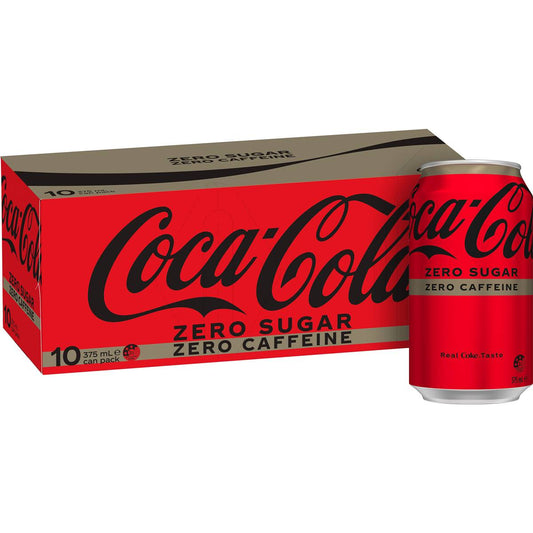 Coca - Cola Caffeine Free Zero Sugar Soft Drink Multipack Cans 10 X 375ml