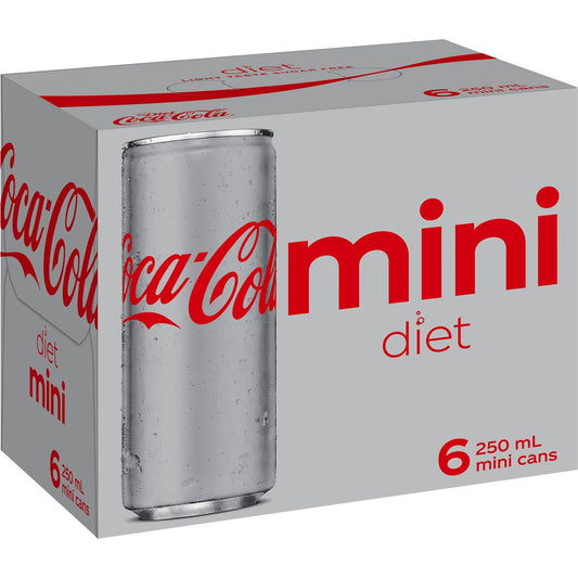 Coca - Cola Diet Soft Drink Mini Cans 250ml X 6 Pack